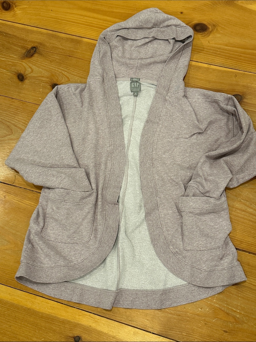 GAP Women's Light Lavender Hooded Open Front Cardigan
